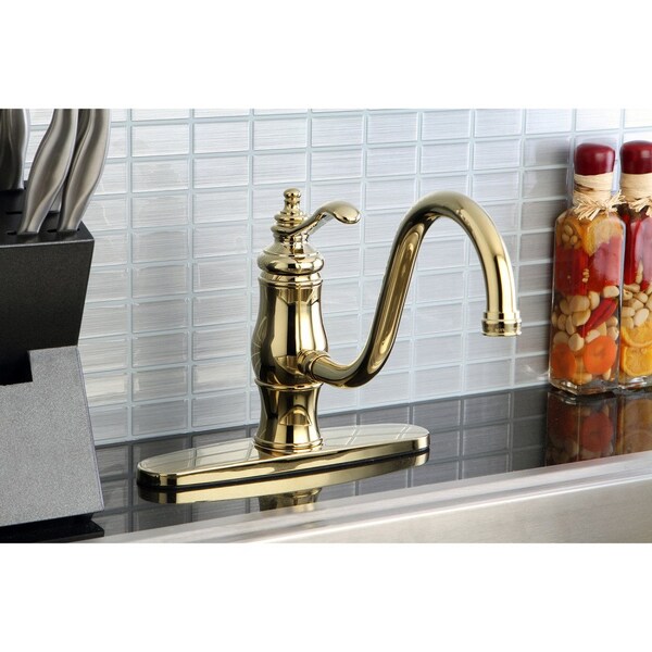 KS1572TLLS Heritage 8 Sgl-Handle Kitchen Faucet W/out Sprayer, Brass